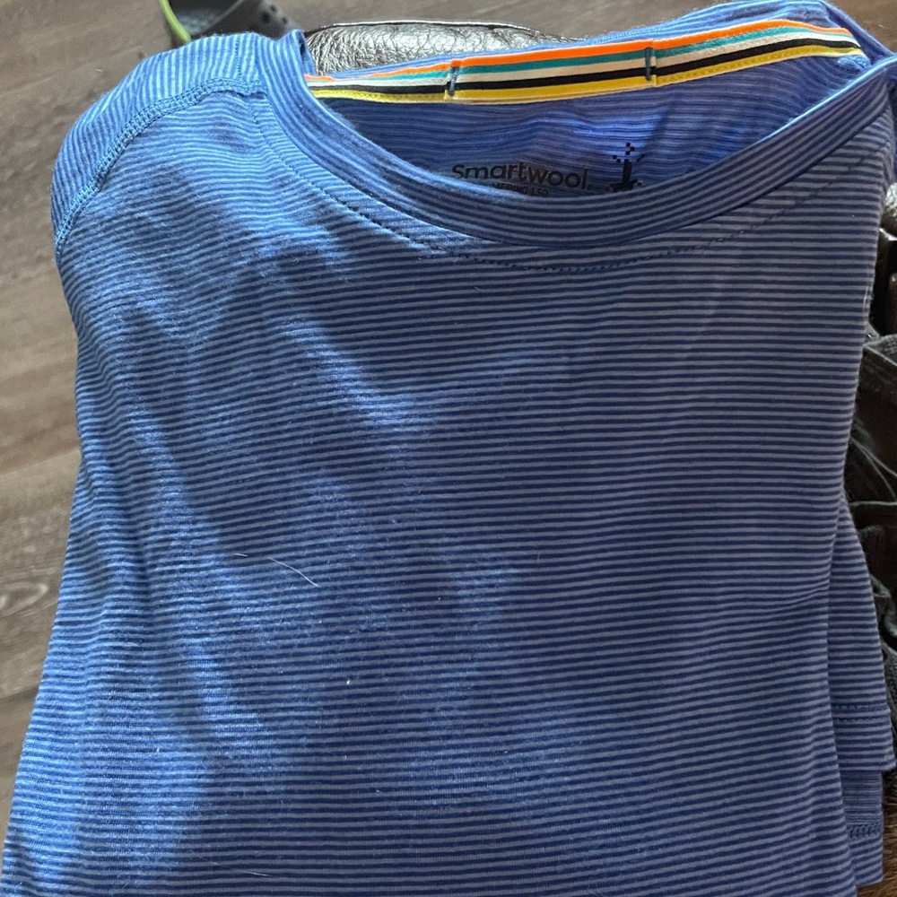 Smartwool Blue Striped Long Sleeve Tee